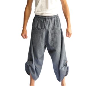 Men's Japanese Style Pants One Size grey Japanese Design samurai pants japanese pants men japanese pants yoga pants thai fisherman pants