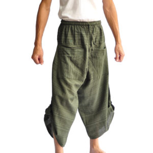 Men's Japanese Haren pants Samurai pants Yoga beach pants Style Pants One Size Japanese Design Green pants men
