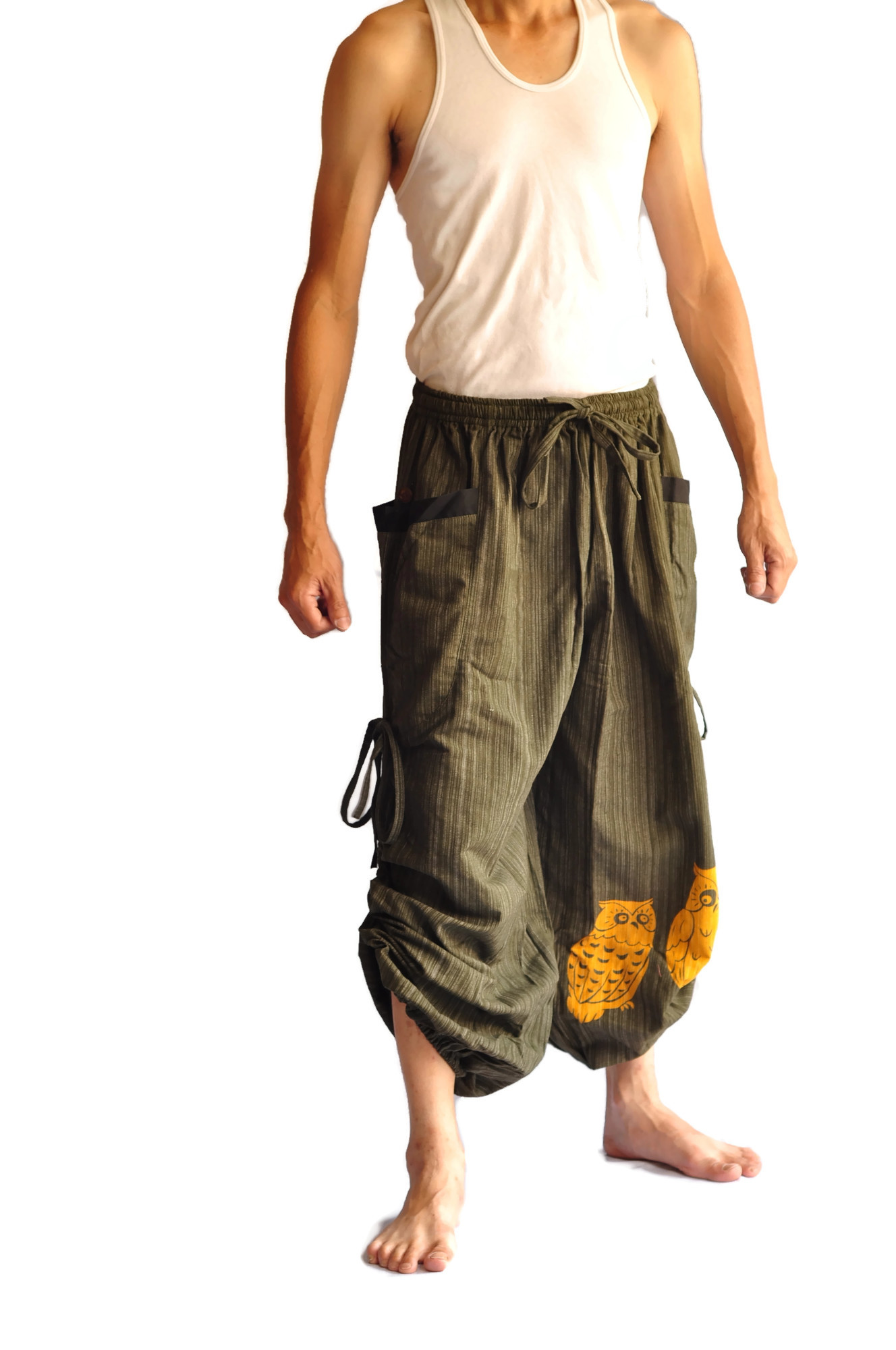 boho-harem-pants-green-owl-print