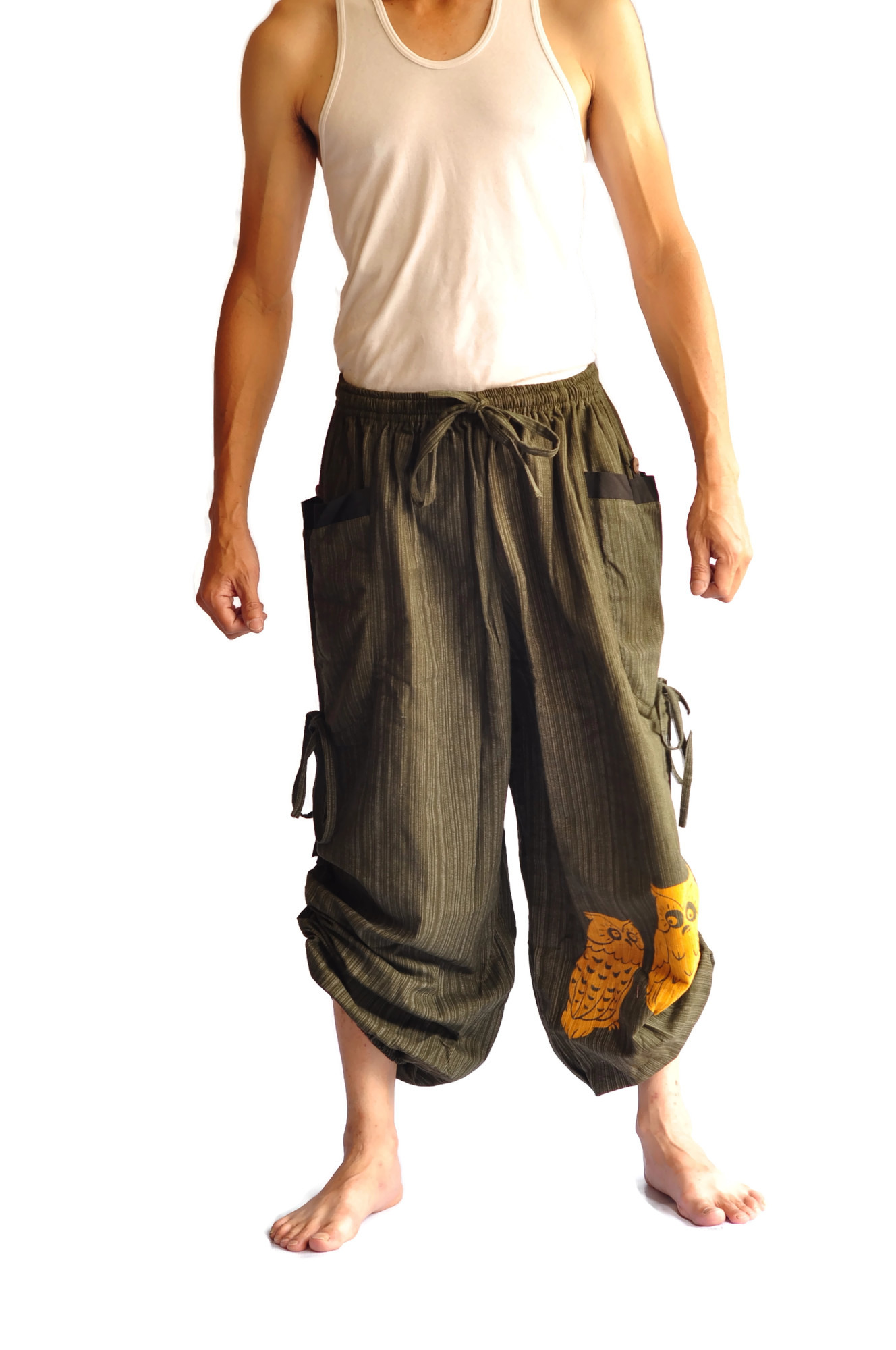 handmade-cotton-aladdin-pants-green-side-drawstring