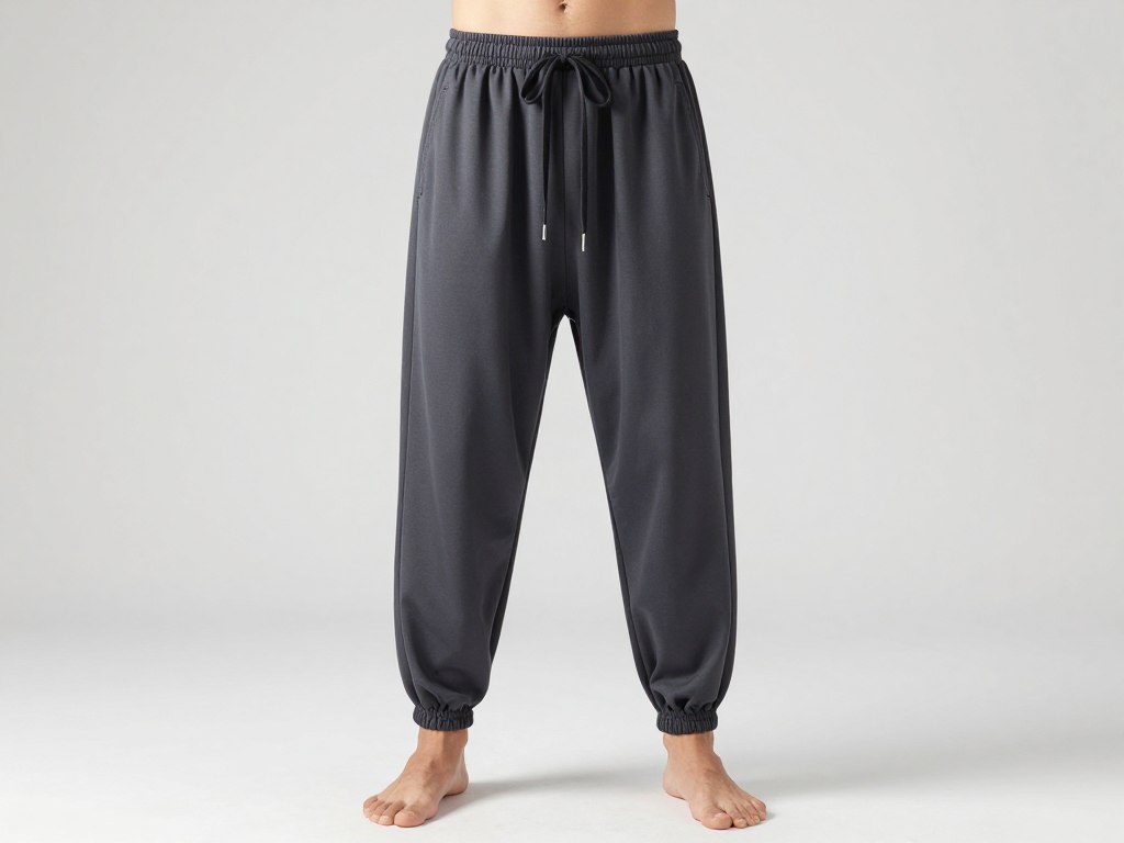 Jogger-style harem pants with elastic cuffs